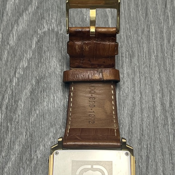 Marc Ecko Watch Mens Gold Tone Crystal King Rectangular Leather Japan E12568G1 - Picture 7 of 13